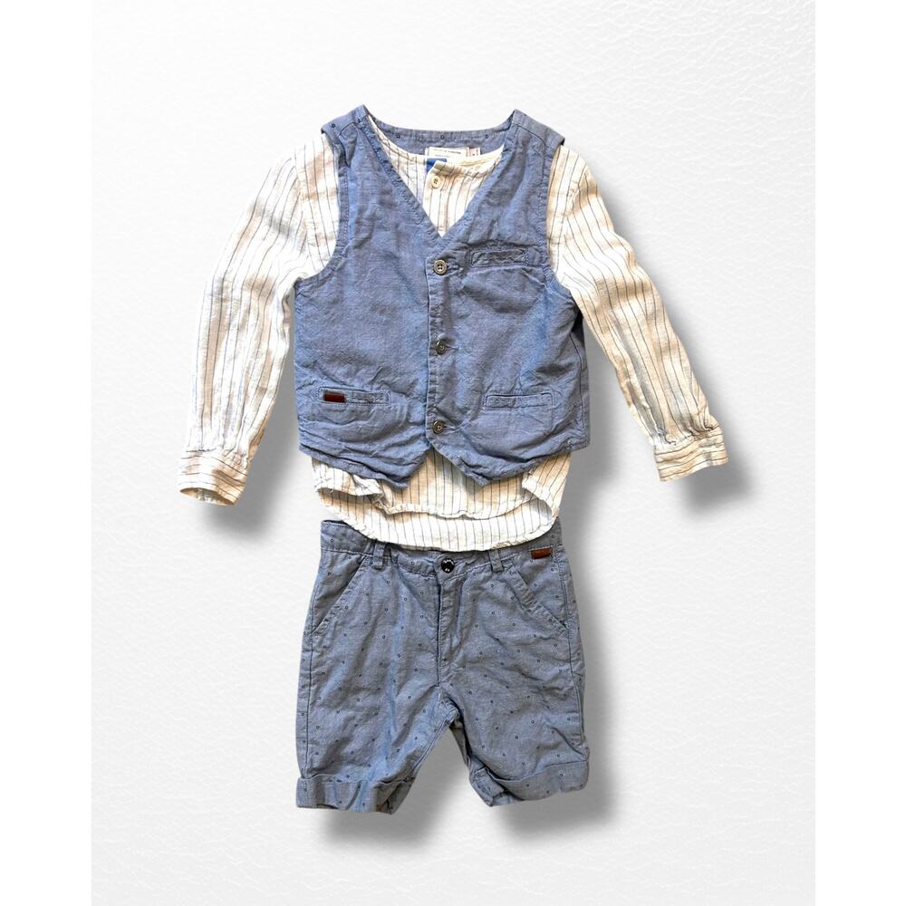 Boboli 3 Piece Linen Blend Shorts Set, Size 4